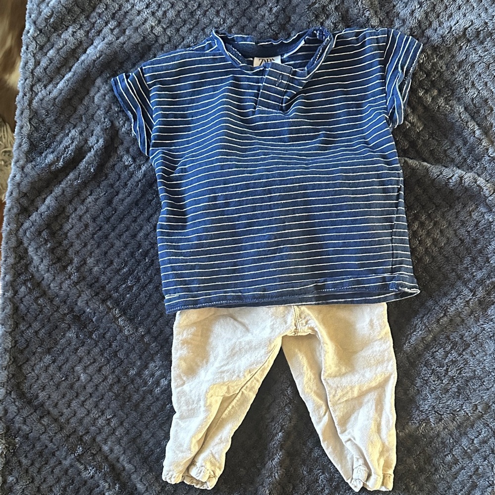 Zara Navy Striped Baby Top